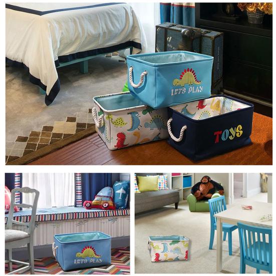 Холст Складной Вышивка Мультфильм Динозавр Игрушка Корзина Для Хранения Прачечной Организатор