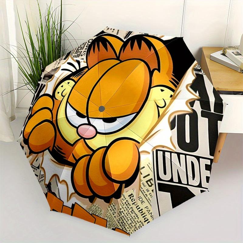 1pc Garfield Home Essential Cute Cartoon Umbrella, Portable Folding Umbrella with Durable Iron Frame 8 Ribs, 069