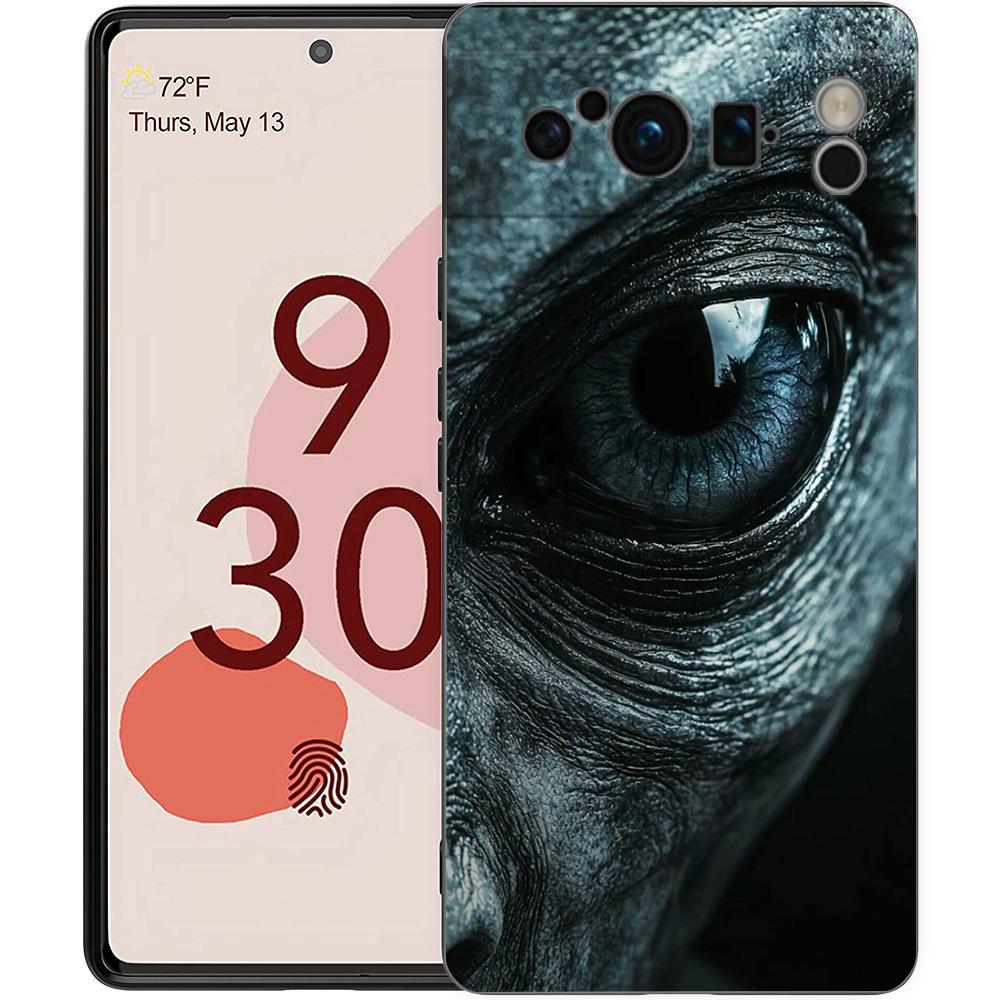 Scary Devil Eye Pattern Phone Case For Google Pixel 10 9 8 7 Pro 9A 8A 7A 6A 6 Pro XL Soft TPU Bumper Black Cover