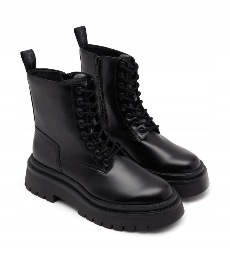 Pepe Jeans Queen Bass Damskie Buty Czarne Botki Sznurowane 41 Awe