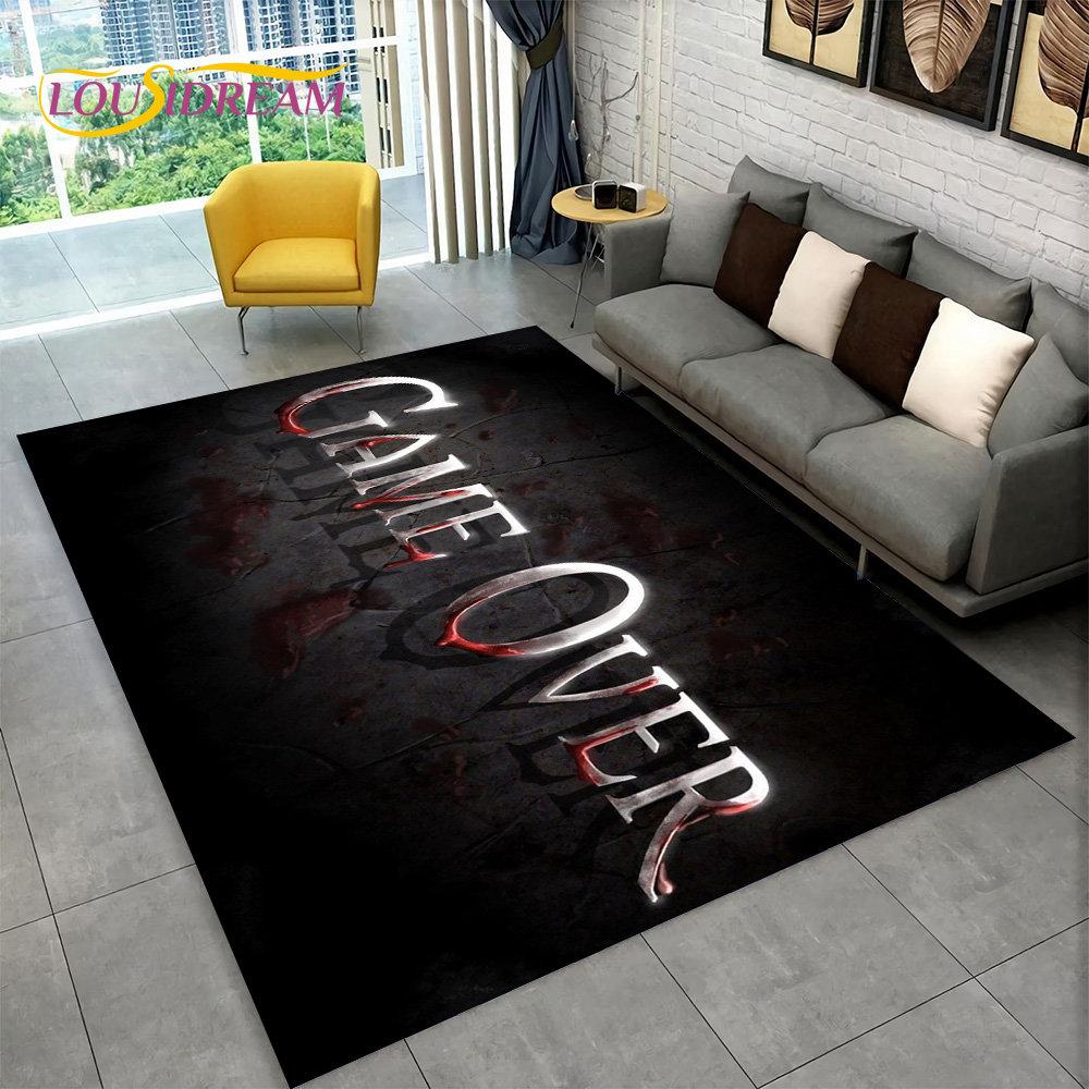 3D мультяшный геймерский ковер Game Over, ковер для гостиной, спальни, дивана, игровой комнаты, коврик для декора, детские игры, нескользящий напольный коврик