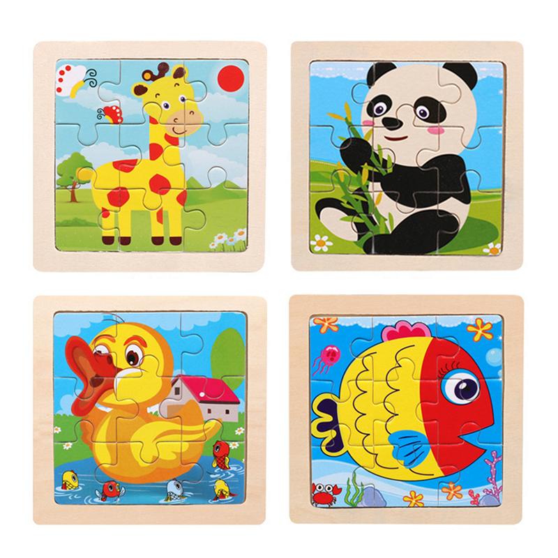 Kids Funny Cartoons Puzzle Toy Jigsaw Wooden Educational Study