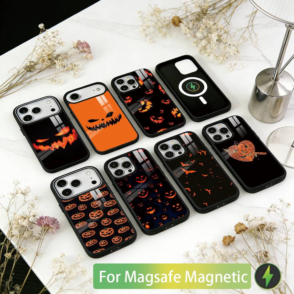 Чехол для телефона с головой тыквы на Хэллоуин для iPhone 17, 16, 15, 14, 13, 12, 11 Plus, Pro, магнитный с беспроводной зарядкой Magsafe