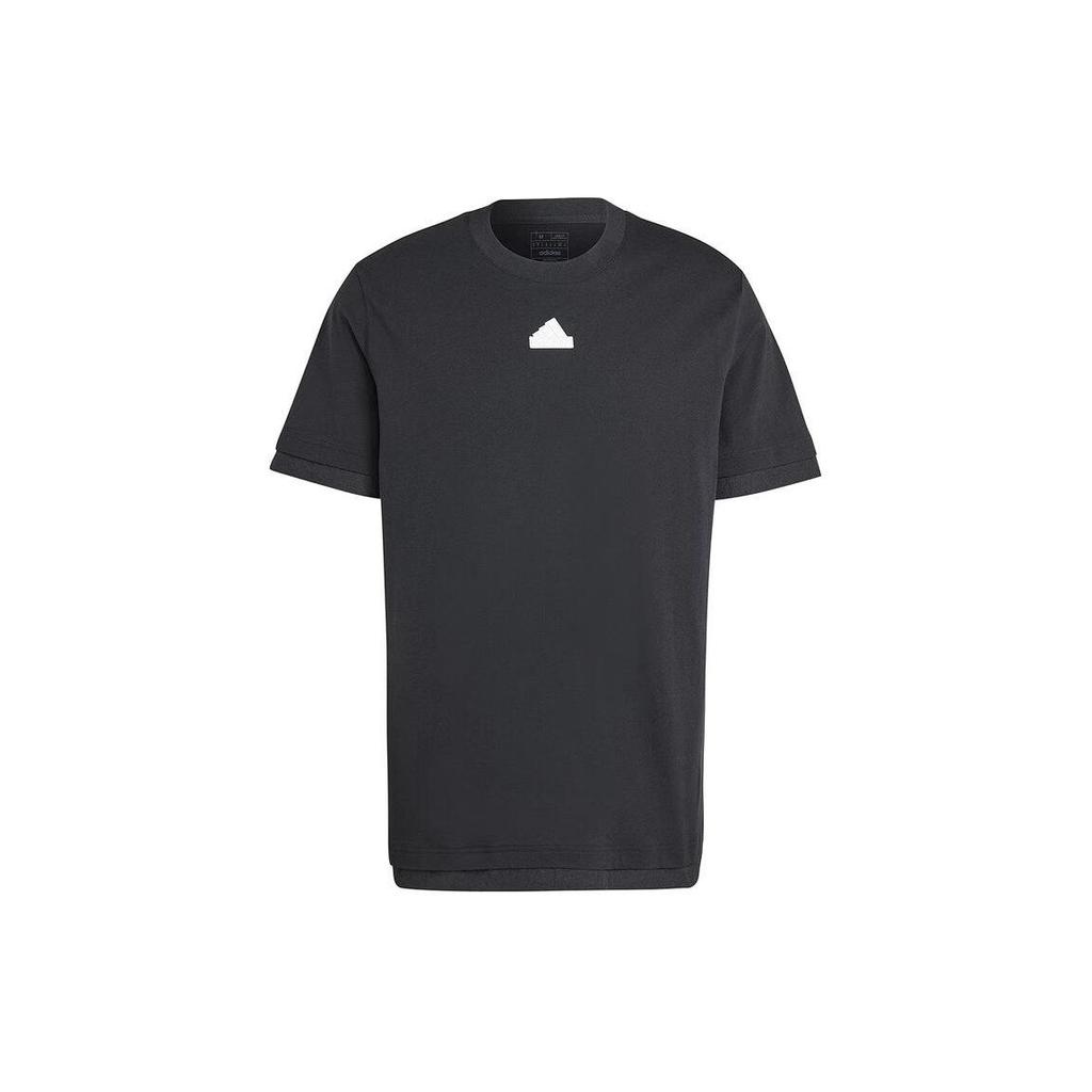adidas Сплошной цвет с круглым вырезом, повседневный пуловер, футболка с коротким рукавом, мужские топы, черный IN3711