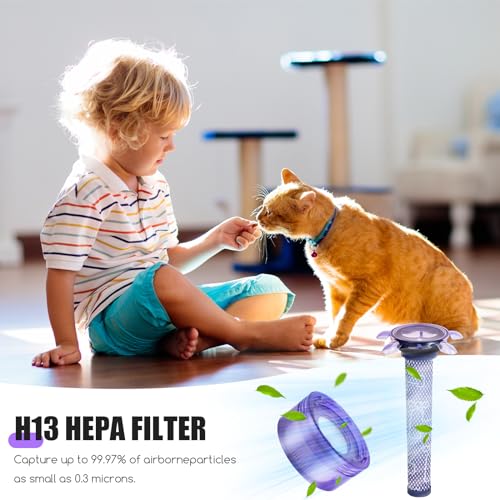 Suitable for Dyson V8 vacuum cleaner replacement filter set 4 piece purple 2 pre filters 2 rear filters 1 dust brush