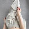 Женские брюки с широкой эластичной талией, ткань против морщин, свободный крой, брюки-шаровары с карманами, однотонные