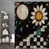 Милая мультяшная шторка для душа с подсолнухом и луной, Декоративная шторка для душа для ванной, Водонепроницаемая шторка для душа с крючками