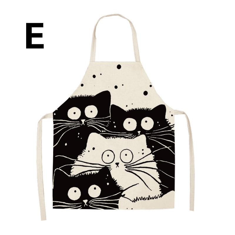1 шт., домашние хлопковые льняные фартуки без рукавов с принтом кота, кухонный фартук, забавная одежда для чистки