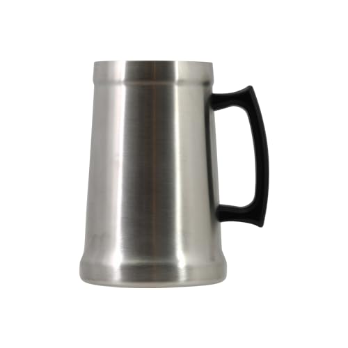 Pearl Metal Vacuum Insulated German Beer Mug, 1000ml, Keeps Hot or Cold, Anti-Condensation, Stainless Steel, Satin Finish, HC-315, Perfect for Vintage