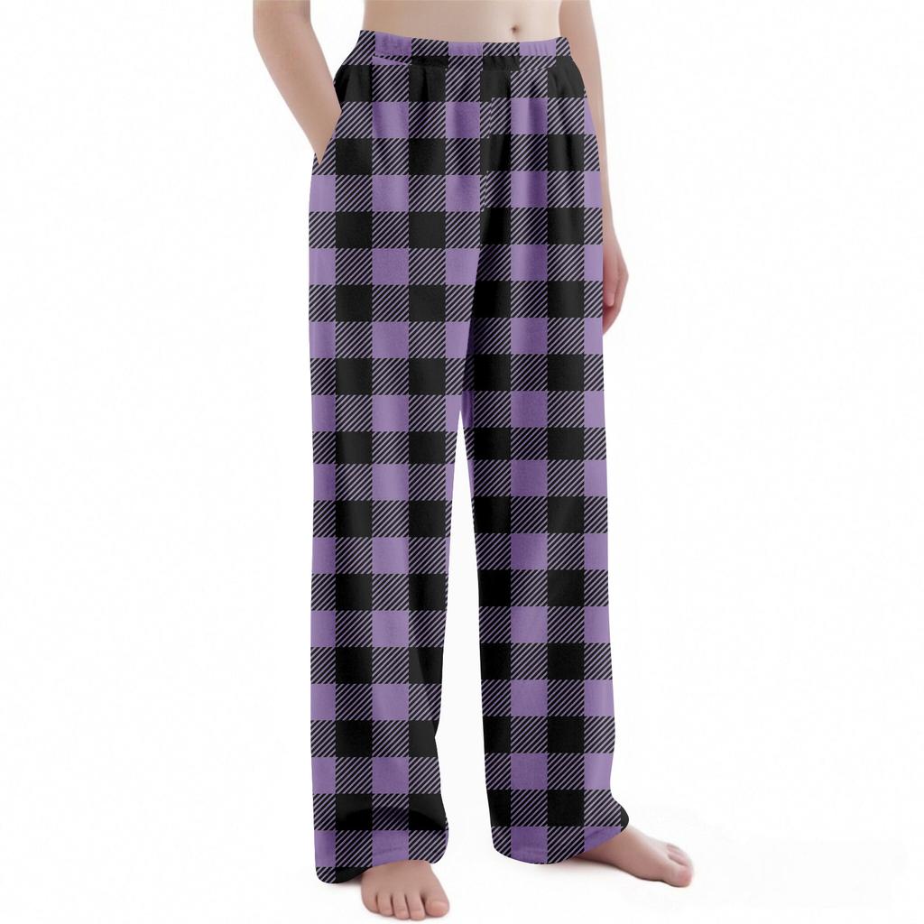 Детские рождественские брюки с клетчатым принтом, плюшевые повседневные брюки