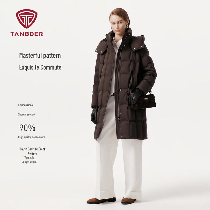 Tanboer Women's Mid-Length Goose Down Winter Jacket