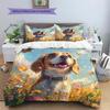 Beagle and Grassland Pattern Bedding Home Decoration Birthday Gift (1 * duvet cover + 2 * pillowcase, without core)