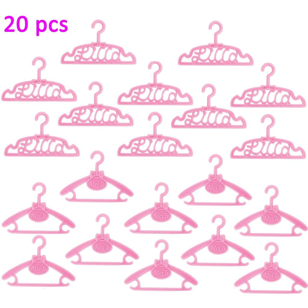 20 Pcs Doll Hangers Plastic Clothes Holder for Barbie Doll Accessories Kid Toy