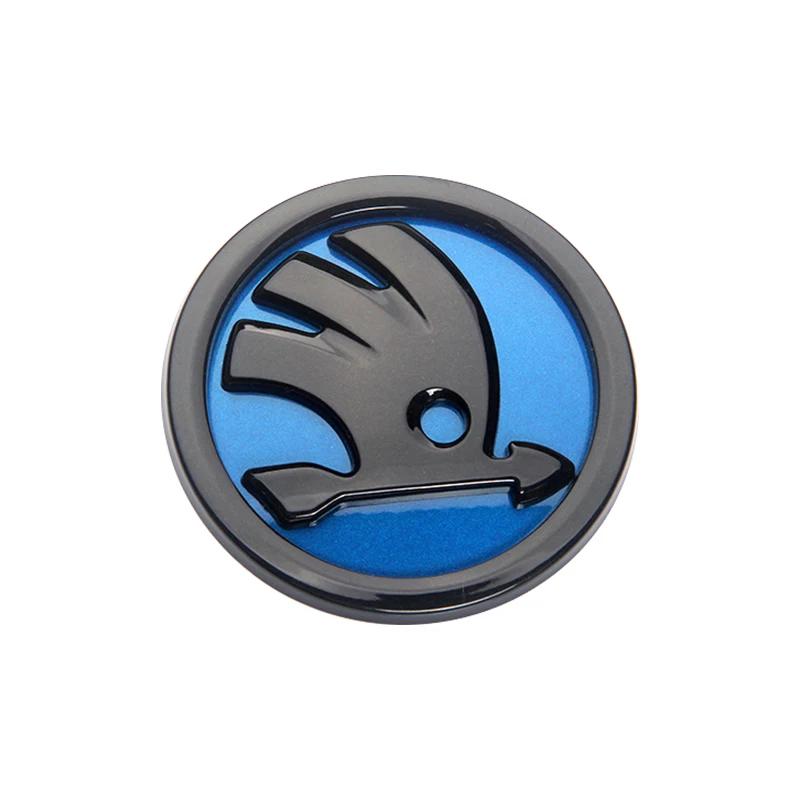 AHUQ1 2pcs 80mm/90mm 3D Car Emblem Badge Hood Front Rear Trunk Logo For Skoda Fabia 1 2 Octavia a7 RS Superb Rapid Yeti Karoq Vision