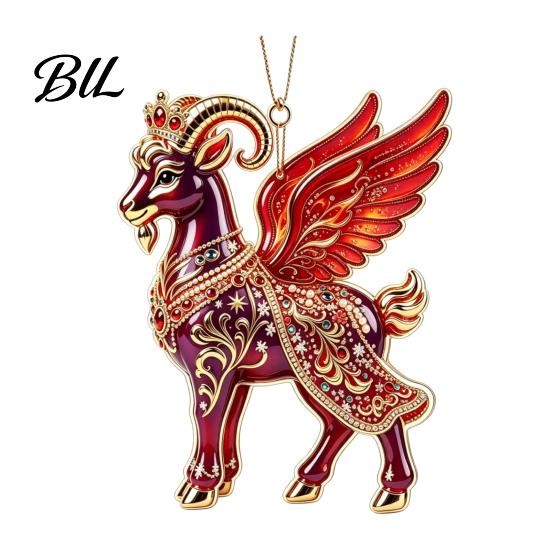 Seasonal Gift for Friends Goat Christmas Tree Pendant, Durable Acrylic Hanging Ornament, Not Easy Ornament to Fade Decorative Charms Holiday