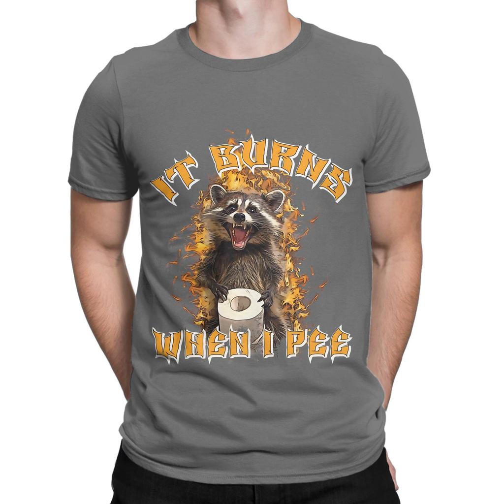 It Burns When I Pee Shirt Meme Shirt Funny Racoon in vintage Graphic Funny 100 Cotton TShirt AAutism Racoon Tops Tees For Unisex