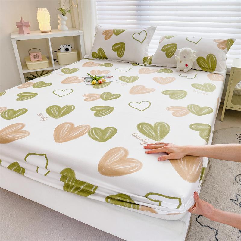 Простыня на резинке Однопредметная Стиранный хлопок Нескользящая Матовая Наматрасник Защитник матраса для студенческого общежития
