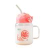 Beautiful Summer Transparent Fruit High Temperature Glass Cup Cute Large Capacity Cover Straw Student Female Milk Breakfast Cup Office