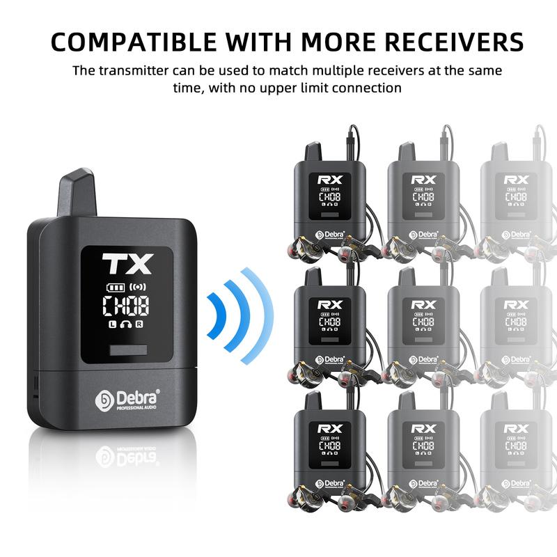 Debra ST-MINI Wireless In-Ear Monitor System, Portable and Rechargeable System with 50m Transmission Range for Stage Performance