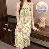 Women's Summer Pajamas - Cute Sweet Sling with Chest Pads, Medium/Long Loose Nightdress, Thin Home Wear
