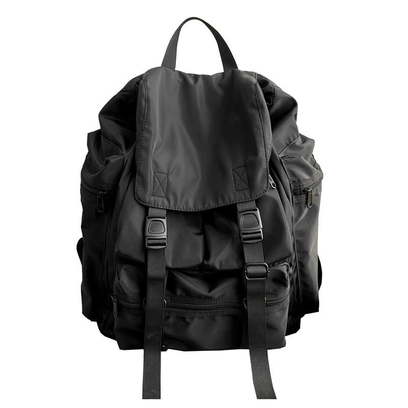 Black Backpack Men's Trendy Brand Korean Version Ins Nylon Backpack Casual Student Large Capacity Schoolbag Women