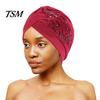 Winter Hat Women Good Stretch Wind-proof Tear-resistant Anti-shrink Brimless Warm Sequin Trim Flower All Match Turban Fashion Accessory Lady Beanie
