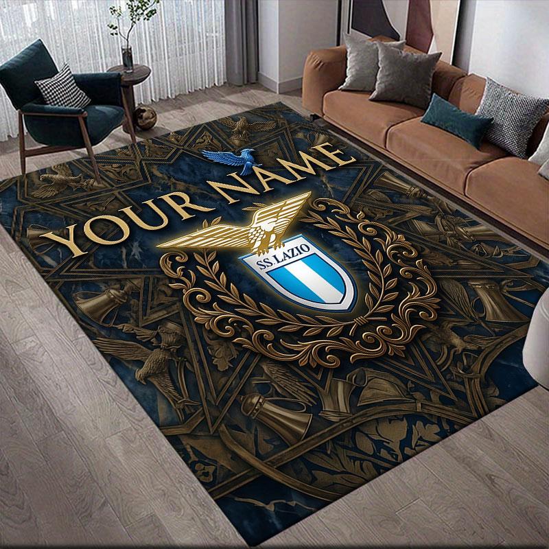 Custom Name,SS Lazio Home Sofa Decoration for Living Room & Bedroom, Non‑Slip Play Flannel Floor Mat for Game Room