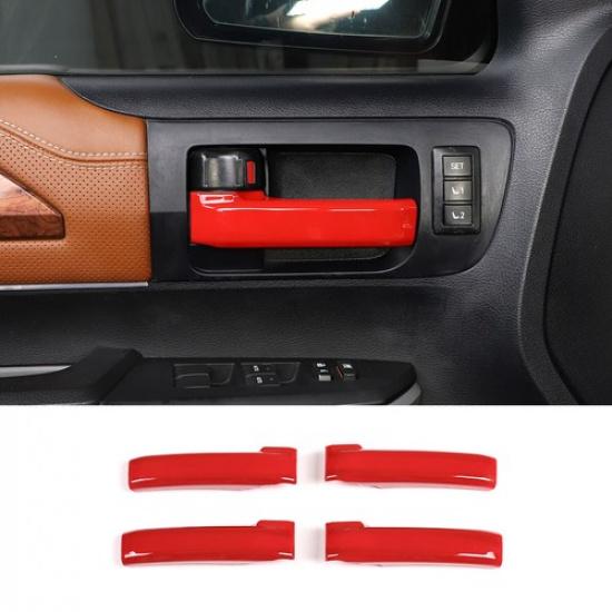 4pcs For Toyota Tundra 2007- Red ABS Inner Door Handle Cover Trim