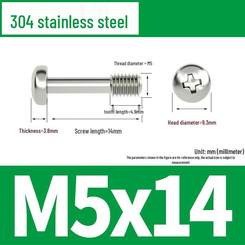 Yigu 304 Stainless Steel Phillips Round Head Captive Screws - M2/M3/M4 Half Thread Pan Head Machine Screws