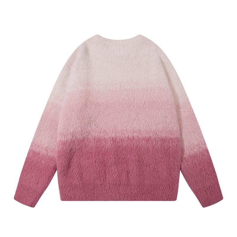 Unisex Oversized Knit Sweater Soft Faux Mink Cable Round Neck Winter Casual Top