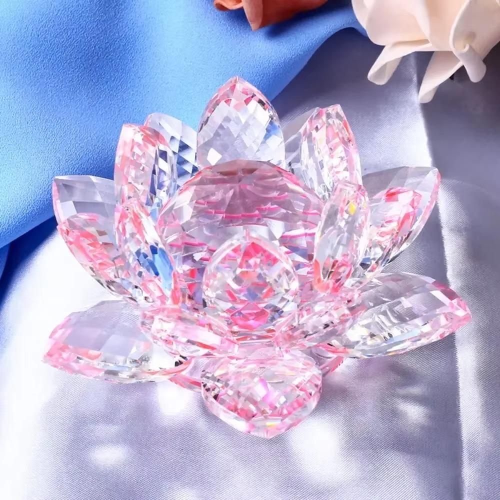 60-140mm Crystal Lotus Flower Figurine Multi-Color Lotus Flower Craft  Home&Office