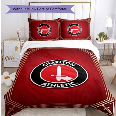 Charlton Athletic FC Printed 3PCS Bedding Set Breathable Duvet Cover with Pillowcases Decorative Bed Linen for Bedroom Home