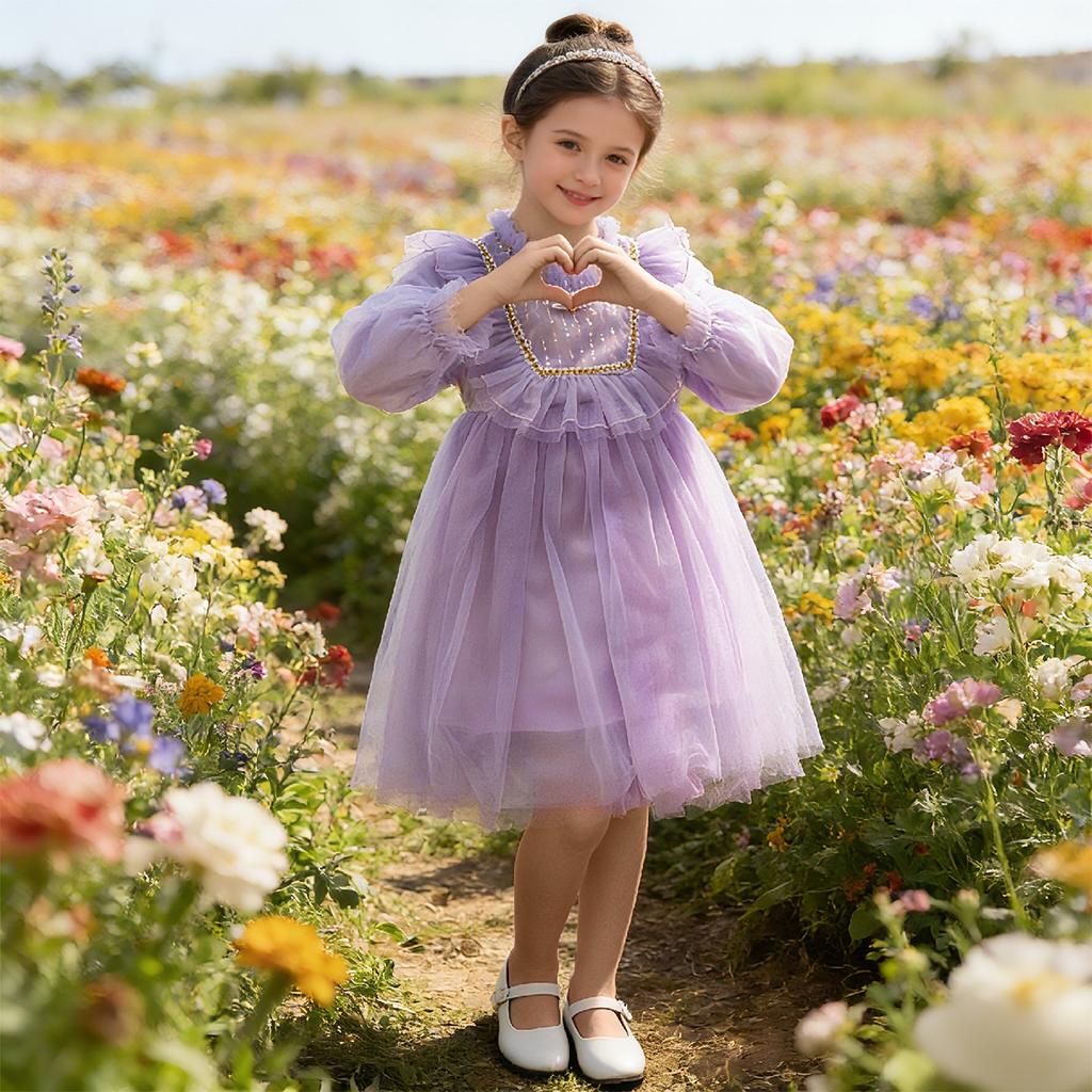 Girls' mesh dress, summer new princess dress, children's gauze dress, sweet fluffy dress, girls' dress
