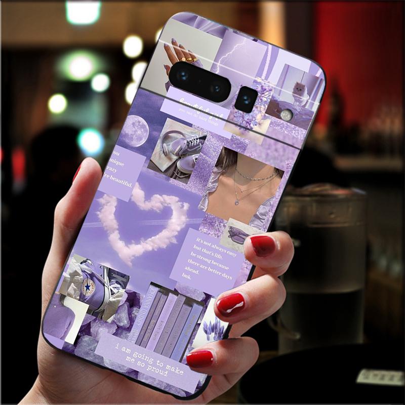 Phone Case For Google Pixel 10 9 Pro XL 9A 8 7 6 Pro Pixel 8A 7A 6A Pixel 8 7 6 5 Purple Aesthtic Case