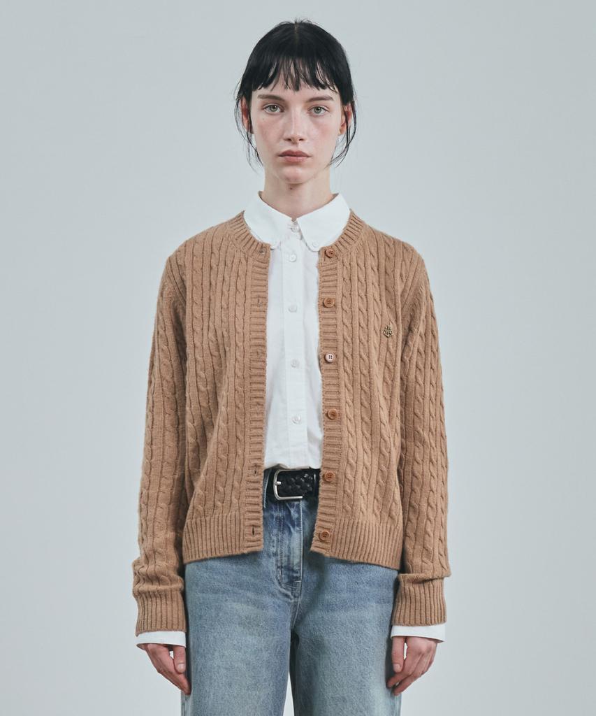 UNIFORM BRIDGE Кардиган из смесовой кашемировой пряжи с косами(Женский) Верблюд