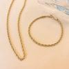 EMANCO 3MM Twist Chain Set High Quality Stainless Steel Gold-Plated Ladies Necklace Bracelet Suitable for Party Holiday Wear