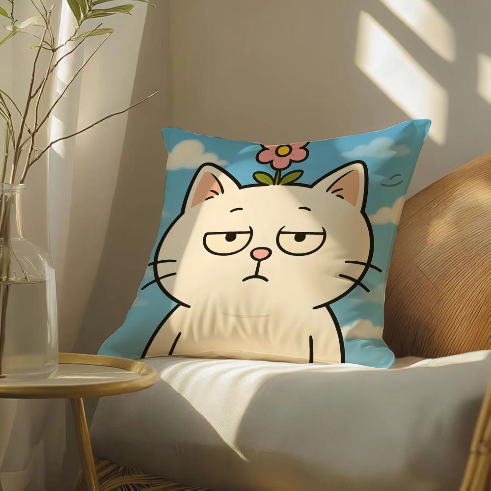 Surprised cat funny party pattern Pillow Case DoubleSided Plush Sofa Cushion Covers Organic Breathable Invisible Zipper