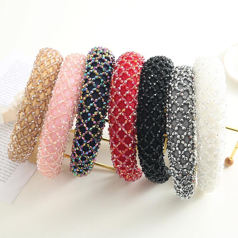 Laser Premium Crystal Baroque Headband Full Diamond Crossed Headband Fashion Hair Bundle Colorful Hair Accessories