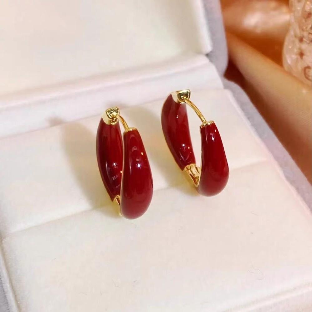 Dripping Oil Texture Minimalist Earrings Hoop Style Fashion Earrings Daily Wear