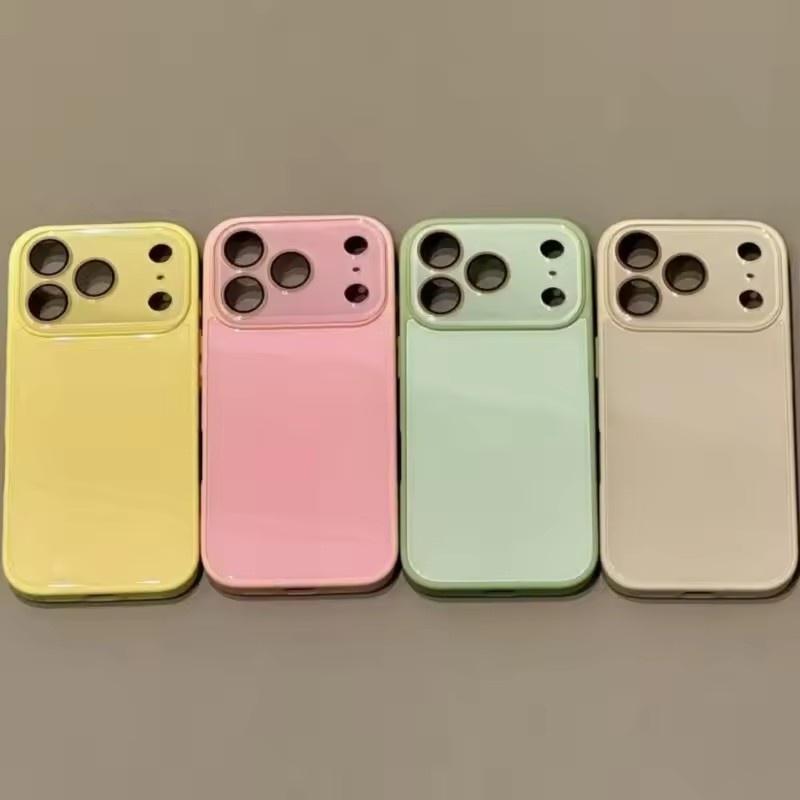 Luxury Candy Color Tempered Glass Camera Protection Case for iPhone 17 16 15 14 13 12 Pro Max Shockproof Bumper Hard Back Cover