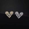 Shiny Heart Brooch Rectangular Hollow Heart Breastpin Geometric Rhinestone Pin  Suit Coat Collar