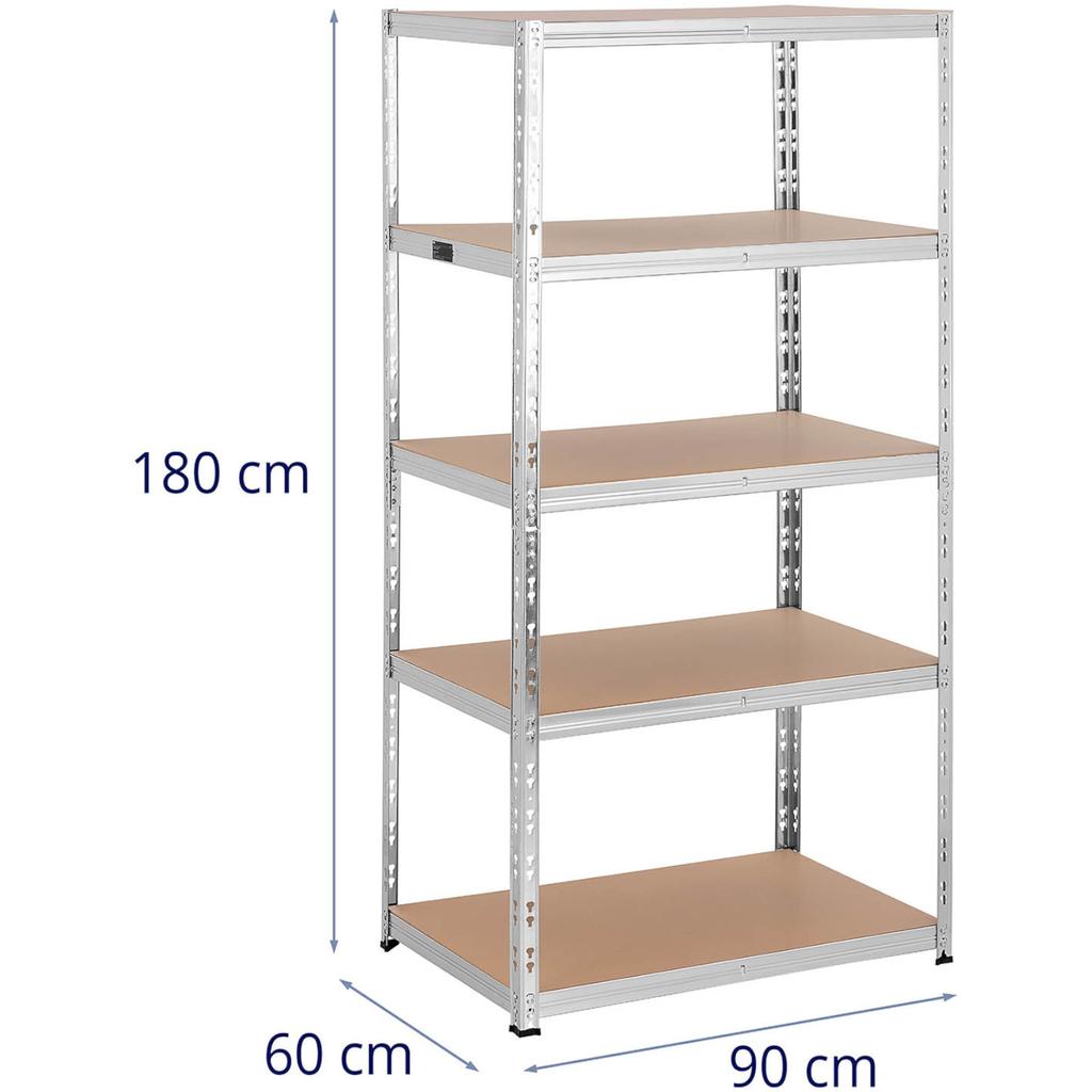 Metal Storage Rack 5 Shelves 875 Kg 90 X 60 X 180 Cm Gray
