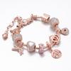 Rose Golden Heart Tree of Life Charm Bracelet for Women and Children Leaf Beaded Jewelry Original Party Gifts