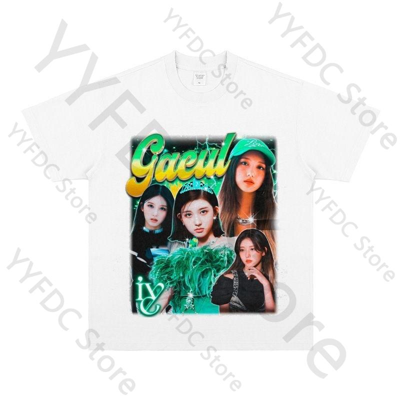 New GAEUL T Shirt Streetwear Retro Trend Y2K Tshirt Women Unisex Summer Cotton Short Sleeve Tee Tops Kpop Fashion Fans Clothes