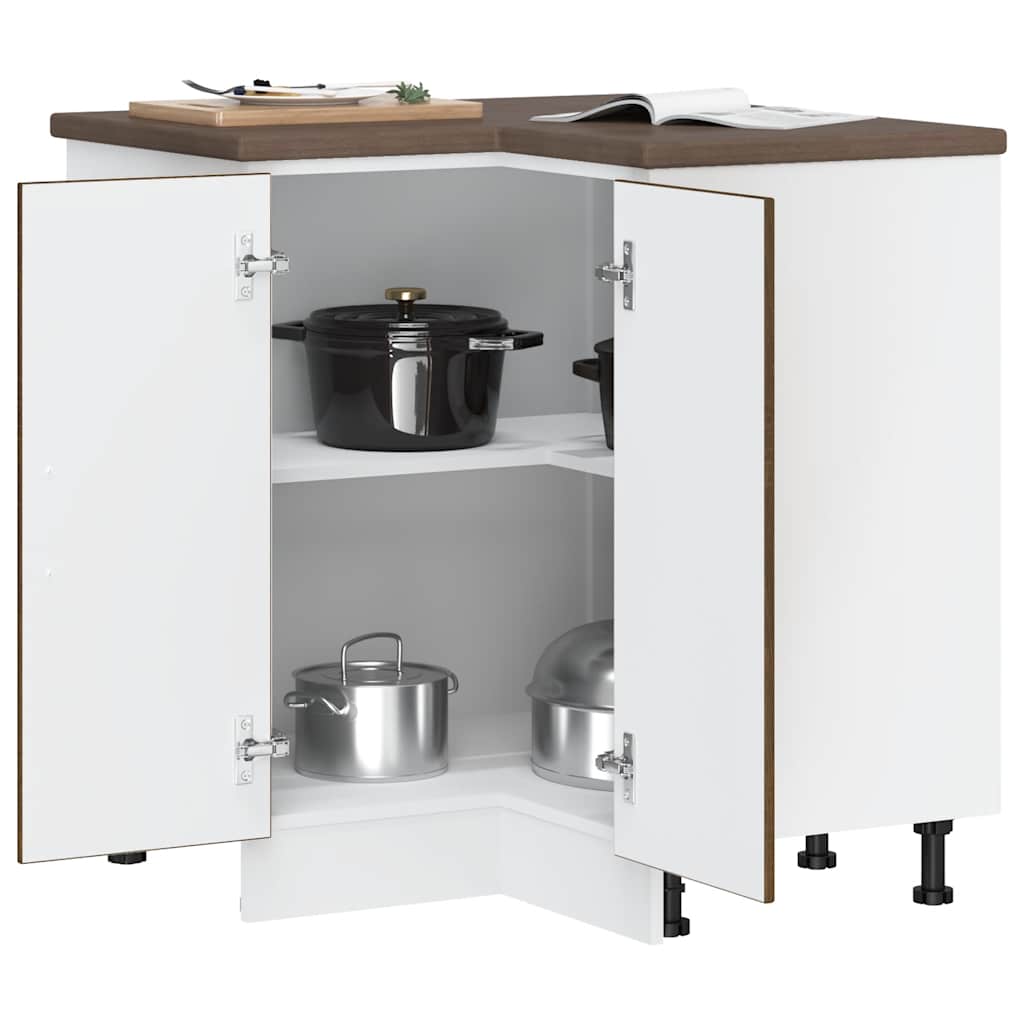 Kitchen Corner Base Cabinet Porto Brown Oak Effect Wood Based Panel