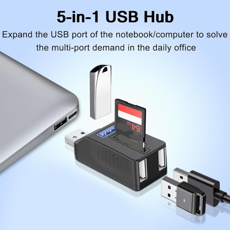 5-портовый USB3.0/USB2.0 + Type C Кардридер USB3.0 USB2.0 Карта 5-в-1 Адаптер для телефона, камеры, карты памяти для ноутбука, ПК