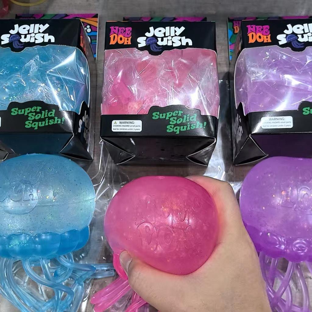 Новая серия Needoh Fuzz Ball Jellyfish Squishy большого размера, разные цвета, милые медузы, для снятия стресса, расслабления, веселья, игрушка 9*18 см