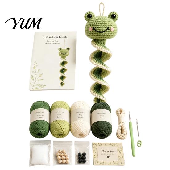 Polyester Yarn Crafting Set Crochet Garden Animal Spiral Hanging Kit, Beginner Friendly DIY Swing Nature Inspired Decor Butterfly Ladybug Hummingbird