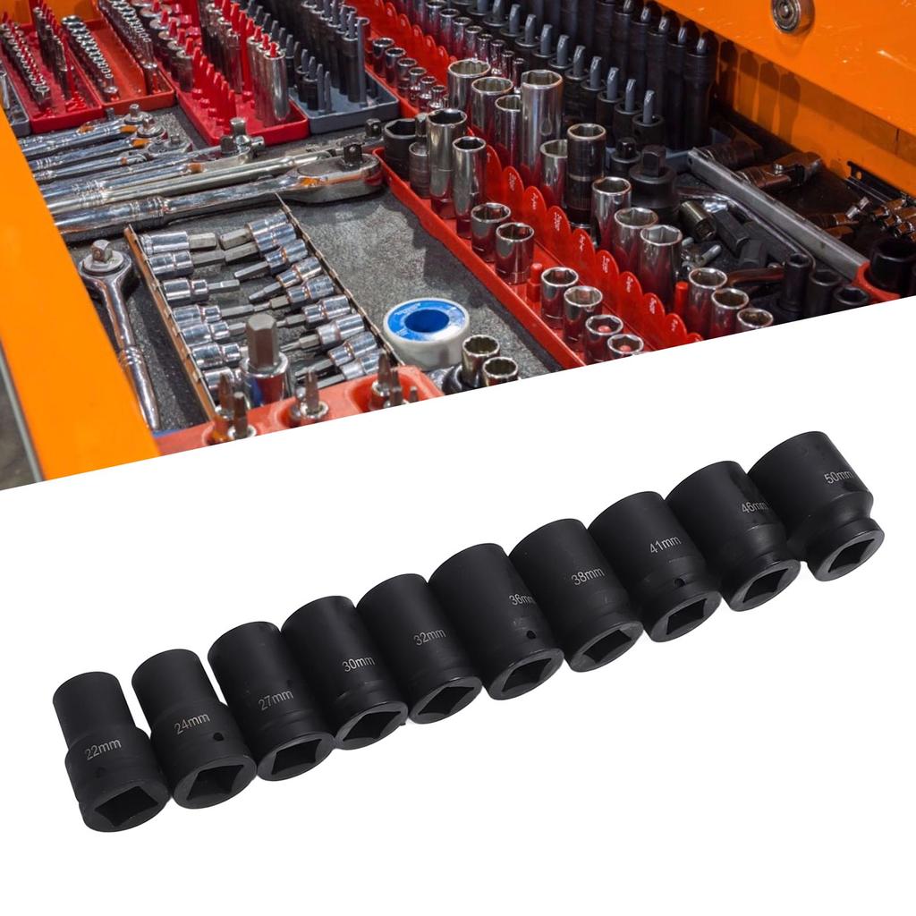 Set 1in Drive Deep Impact Socket Heavy Duty Impact Socket Set with Iron Storage Box 1in Drive Master Impact Socket Set