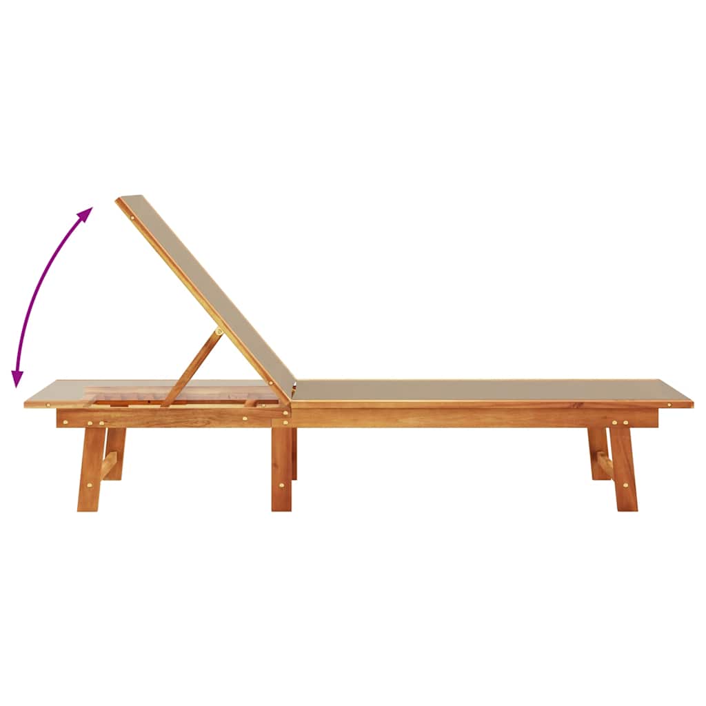Sun Lounger Taupe Solid Acacia Wood and Textilene
